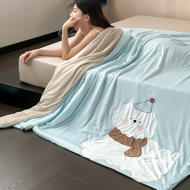 Summer blanket with cooling effect, cartoon design, washable
