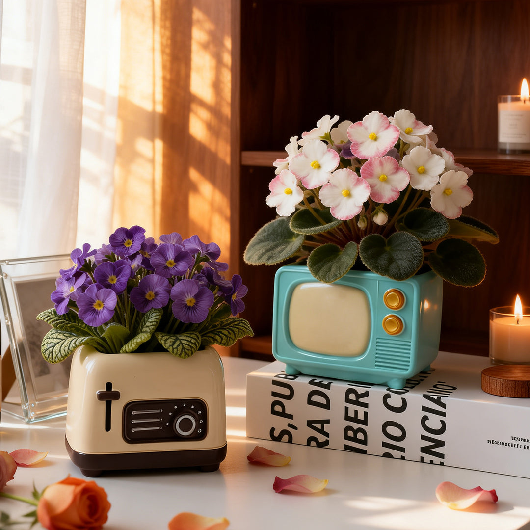 Vintage flower pot, retro design, without plant
