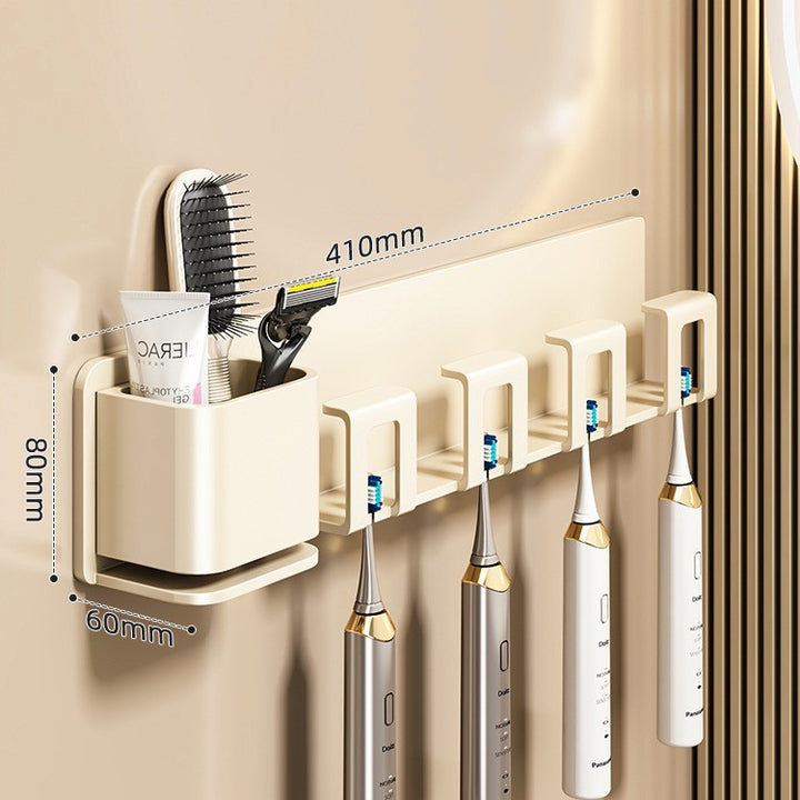 Aluminum toothbrush wall holder, hole-free
