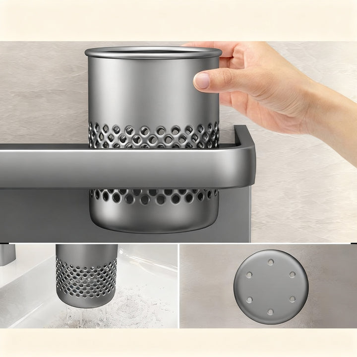 Toothbrush wall shelf with UV sterilization, gray