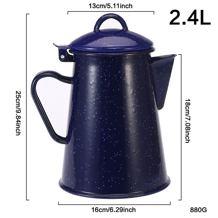Enamel jug with handle, Blue design