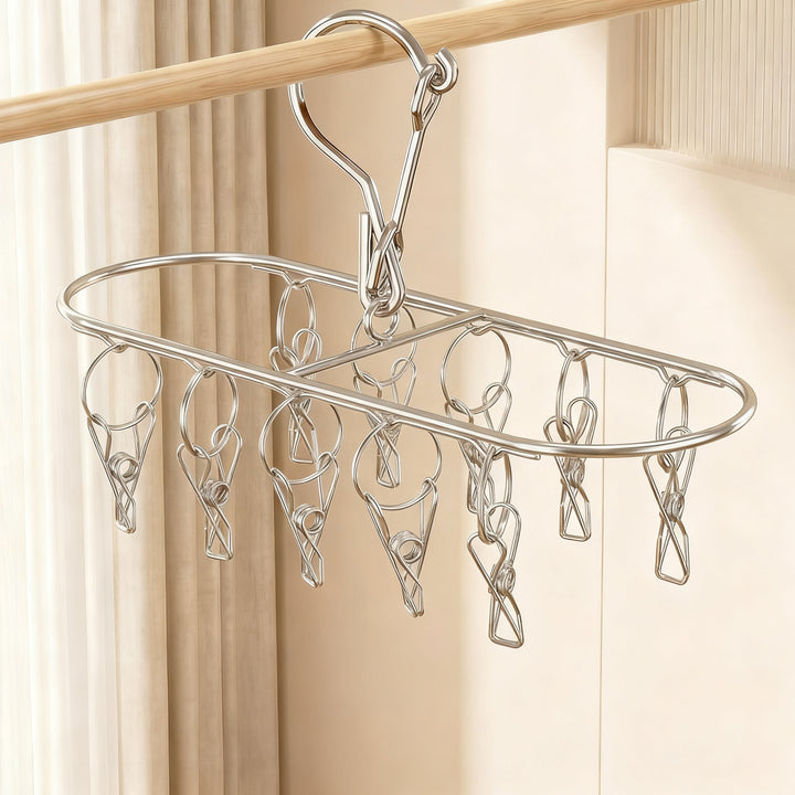 Stainless steel drying rack with 10, 20 or 30 clips