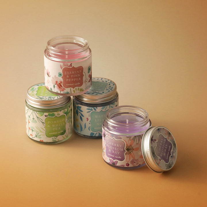 Scented candle made of soy wax, glass cup