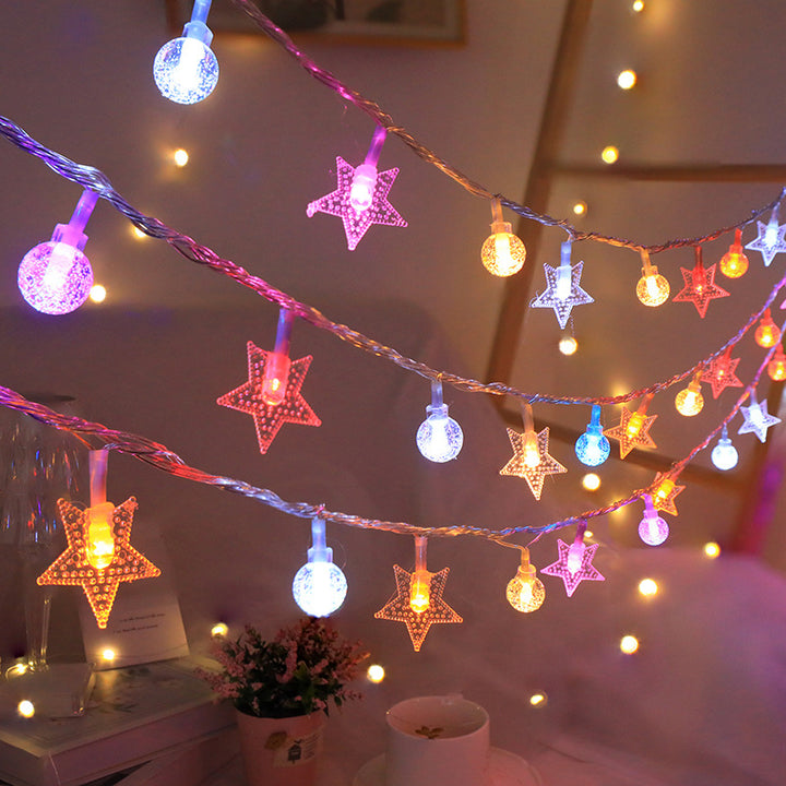 Solar string lights with stars and balls, 3.5 m