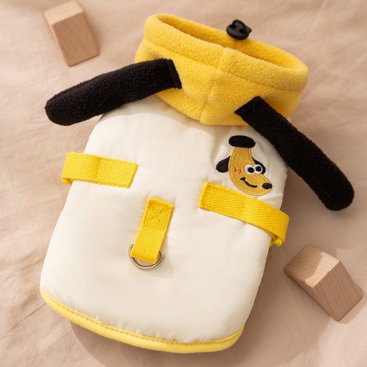 Pet winter jacket with hood and embroidery