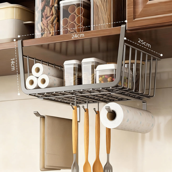 Extendable kitchen shelf made of steel, adjustable