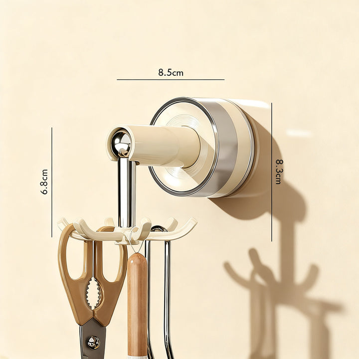 Suction cup wall hooks with six hooks, rotatable