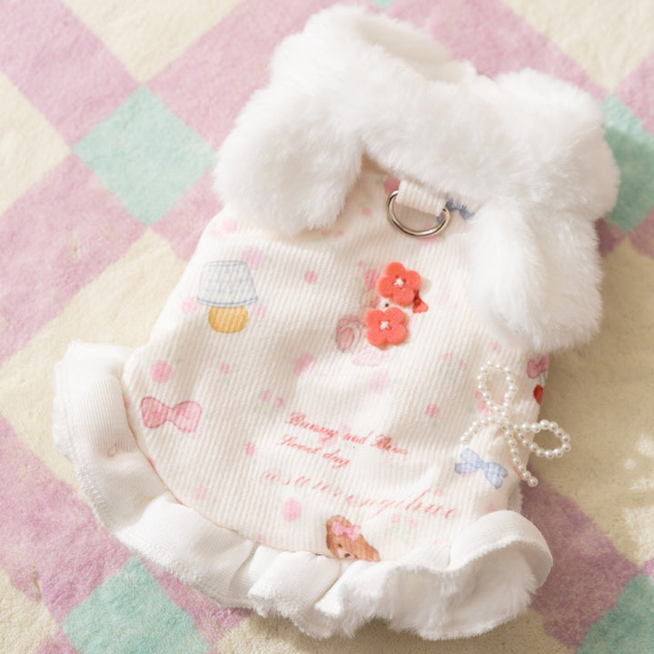 Warm dress for cats, peach skin and lambskin