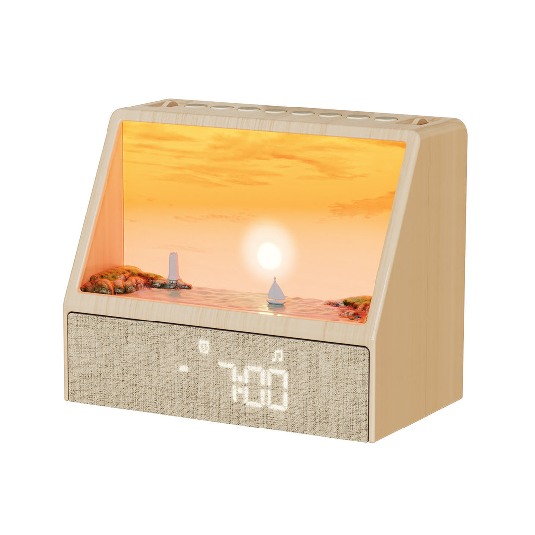 Sunrise wake-up light with 12/24-hour display