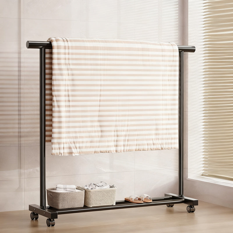 Standard clothing rack made of carbon steel, mobile