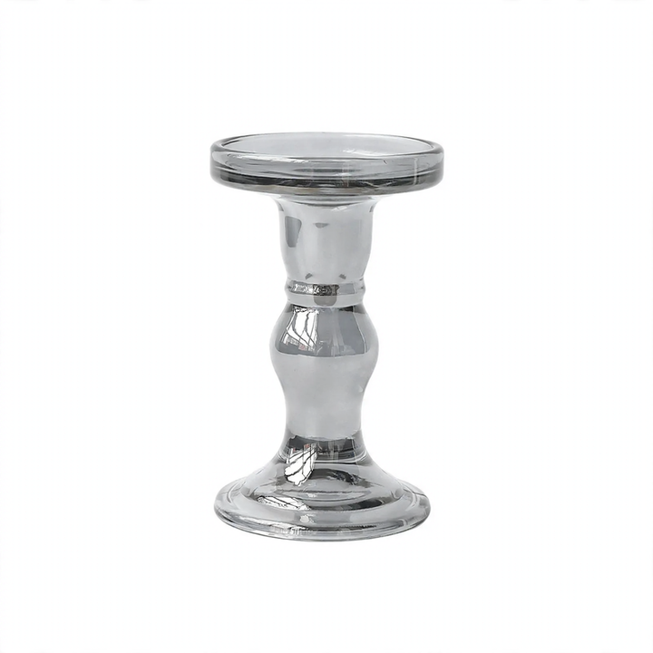 Glass candle tray with pillar base, modern