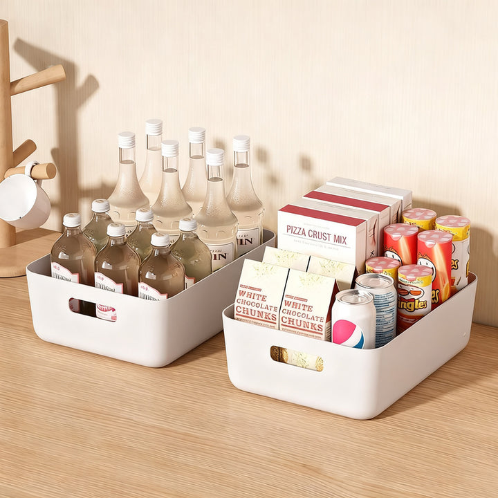 Plastic storage box for desk and cabinet
