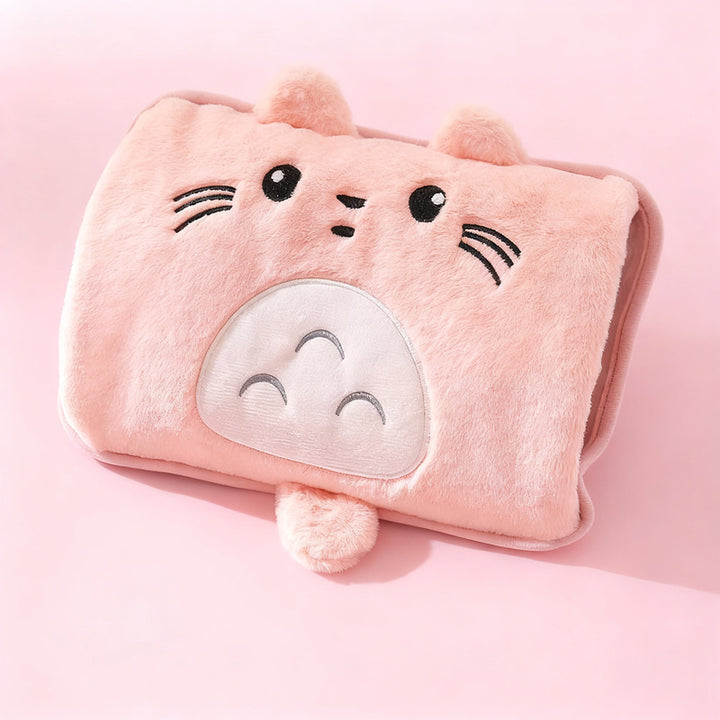 Electric hot water bottle with plush cover