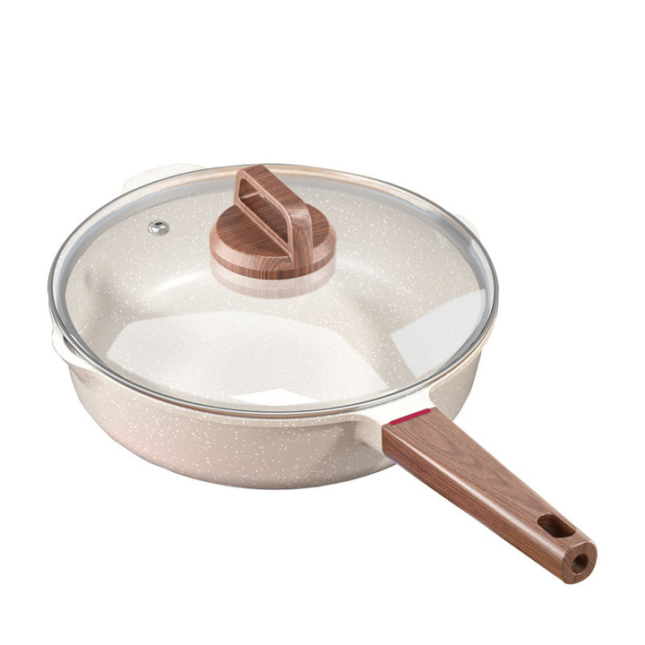 Frying pan with glass lid, cast iron bottom