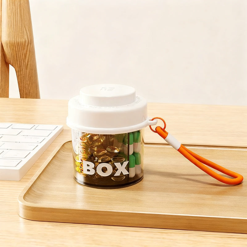 Pill organizer with compartments, portable