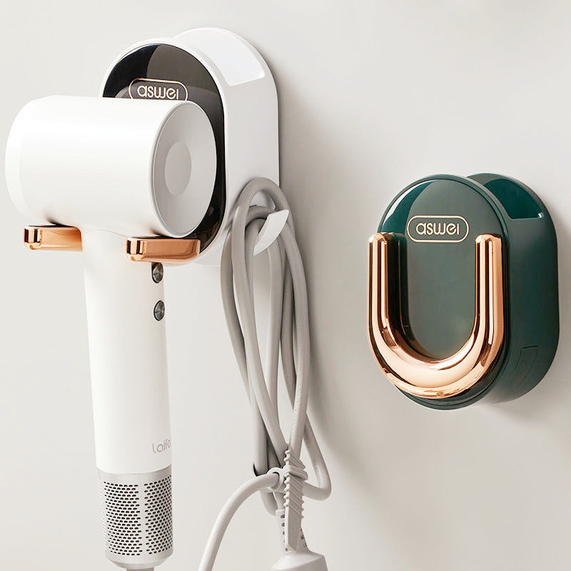 Hair dryer wall holder, foldable, no drilling