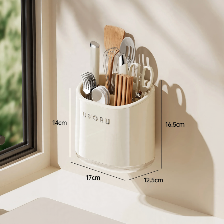 Plastic stick holder with drain, wall mountable