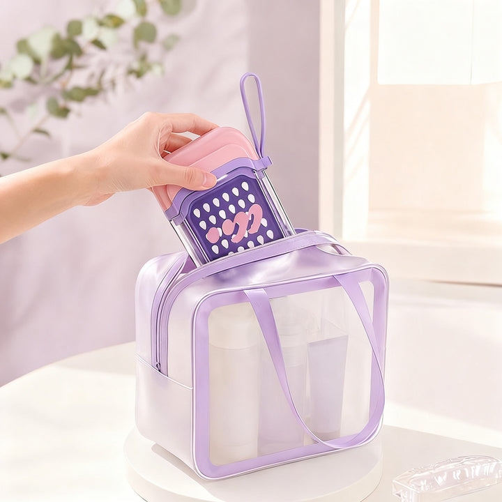 Portable soap dish with lid and drain