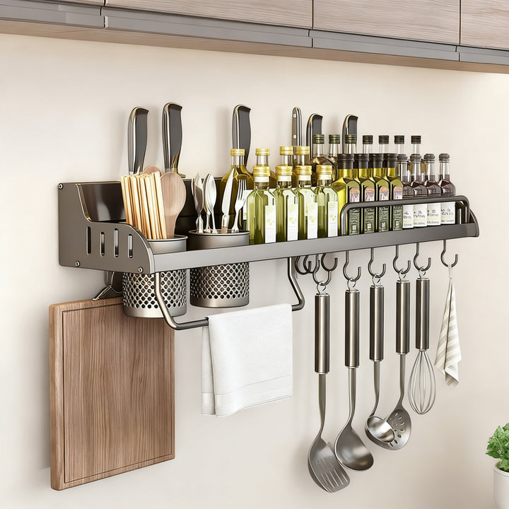 Wall shelf for kitchen, aluminum, no drilling