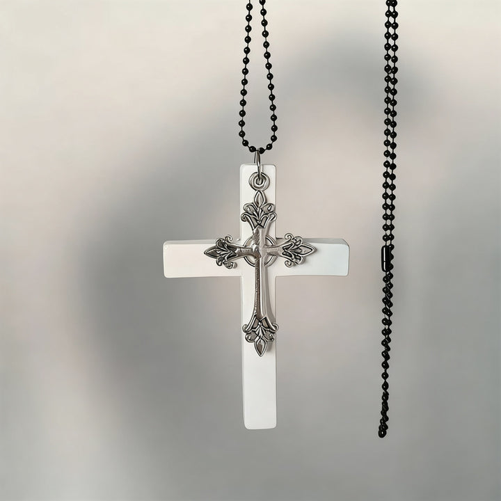 Alloy chain with large cross pendant