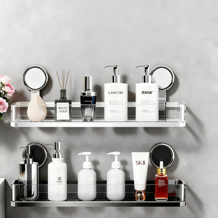 Bathroom shelf with suction cup without drilling