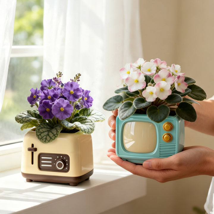 Vintage flower pot, retro design, without plant