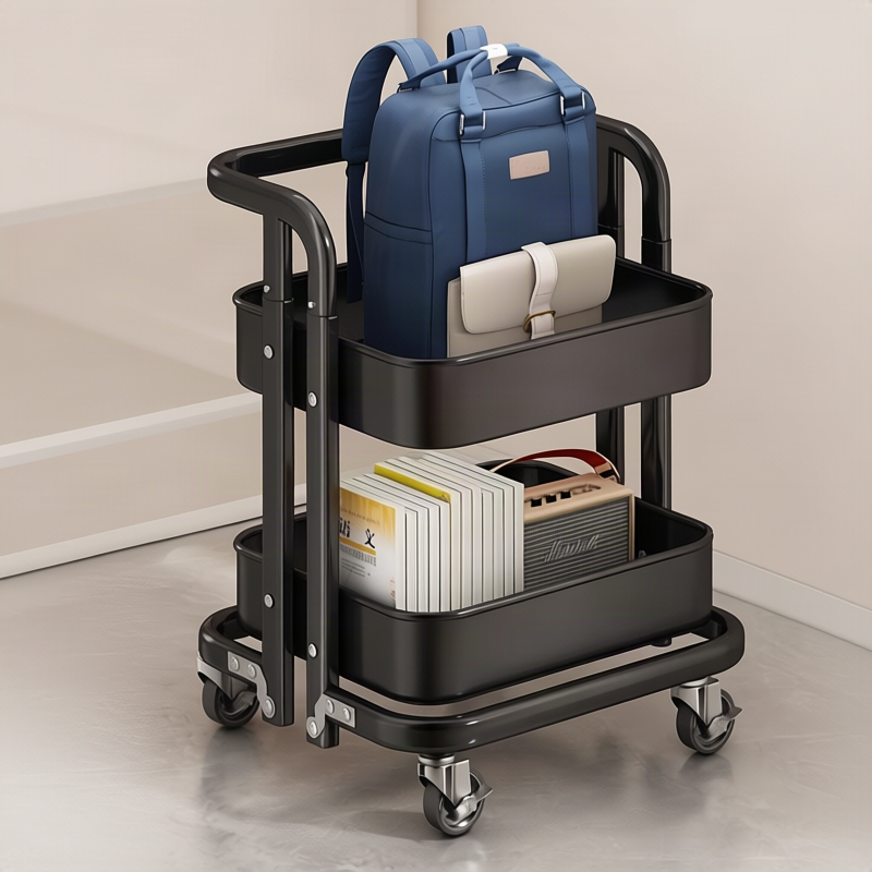 Mobile bookshelf with wheels, collapsible