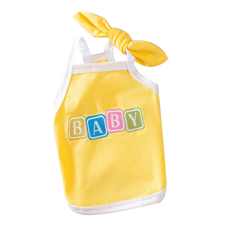 Dog harness dress with bow