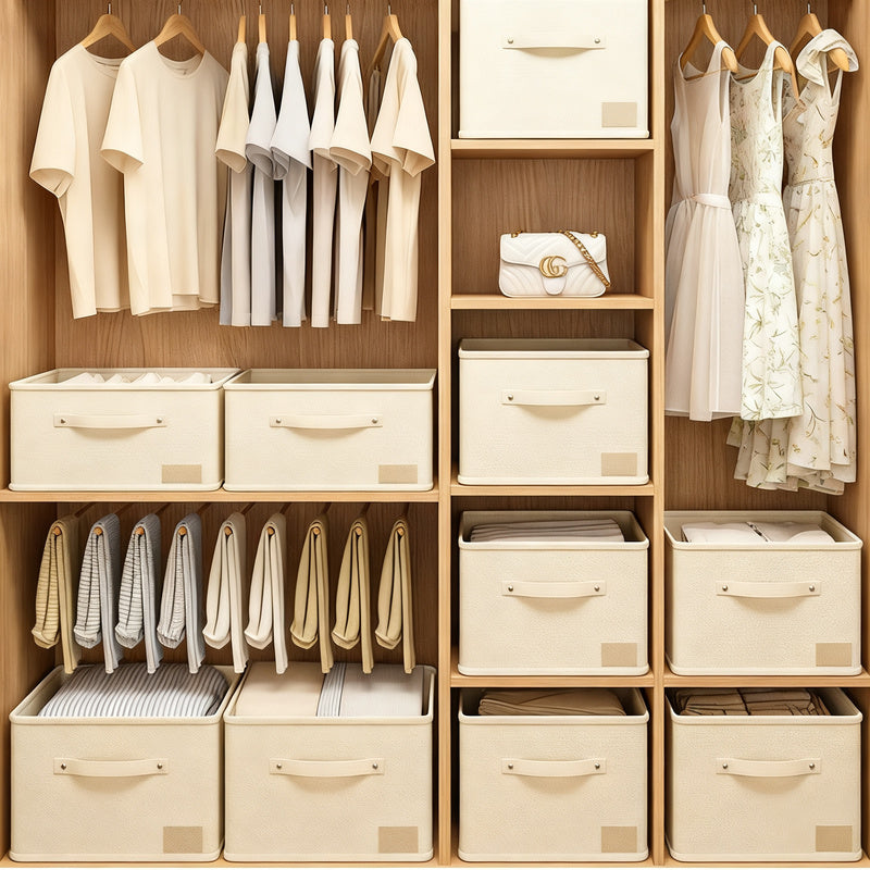 Fabric storage box for clothes, foldable