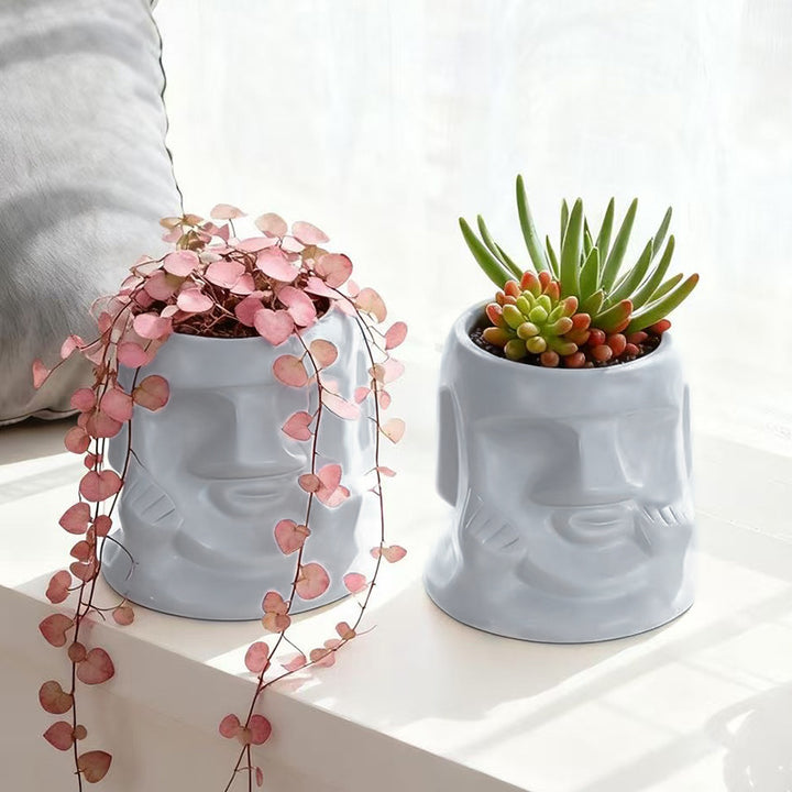 Moai flower pot for succulents