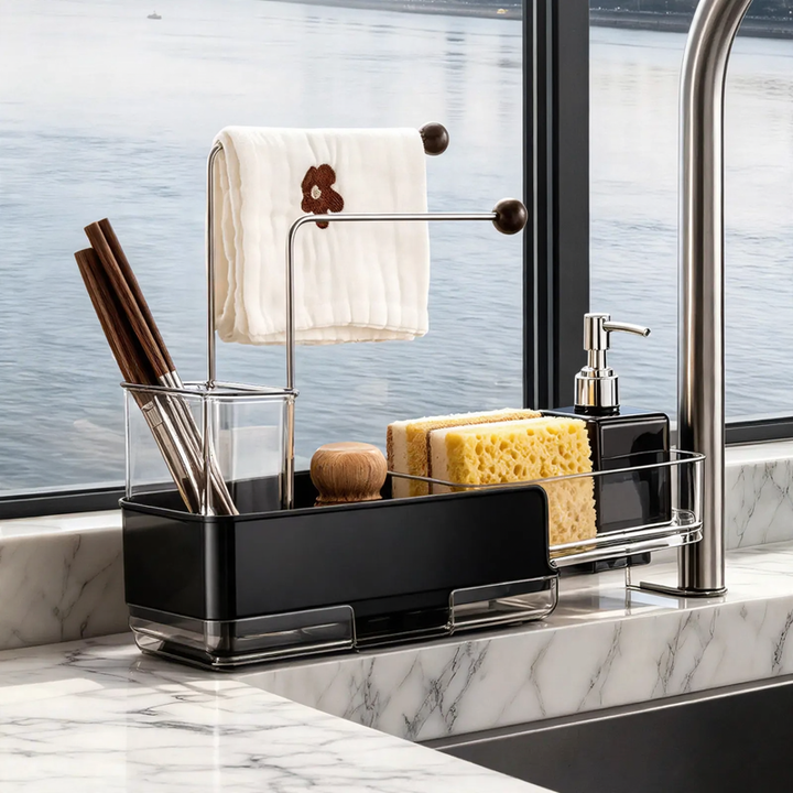 Stainless steel kitchen countertop, extendable, for sink