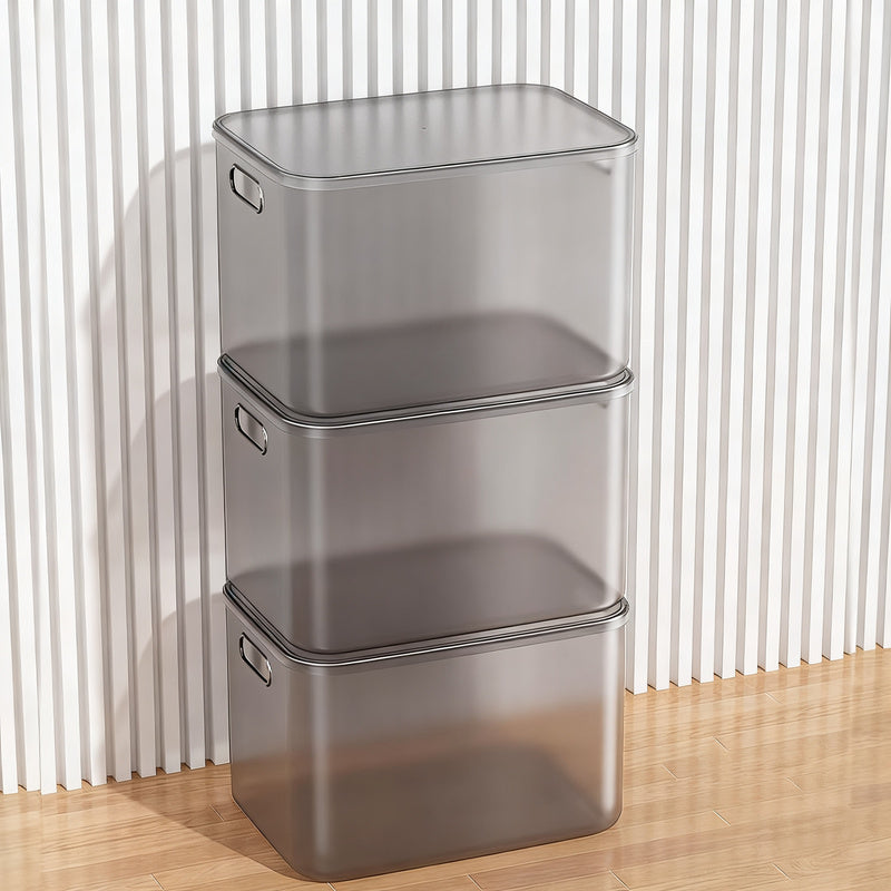 Transparent storage box made of plastic