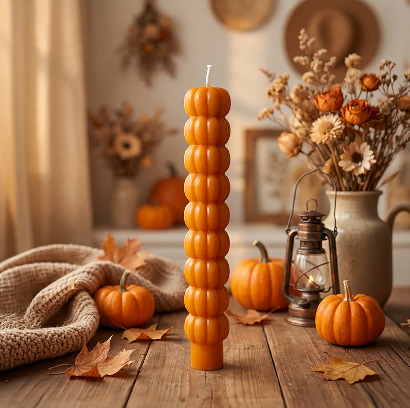Handcrafted pumpkin scented candle with long stick