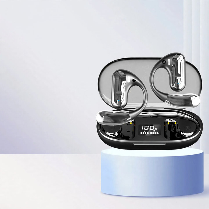 Wireless ear hook headphones with noise cancellation