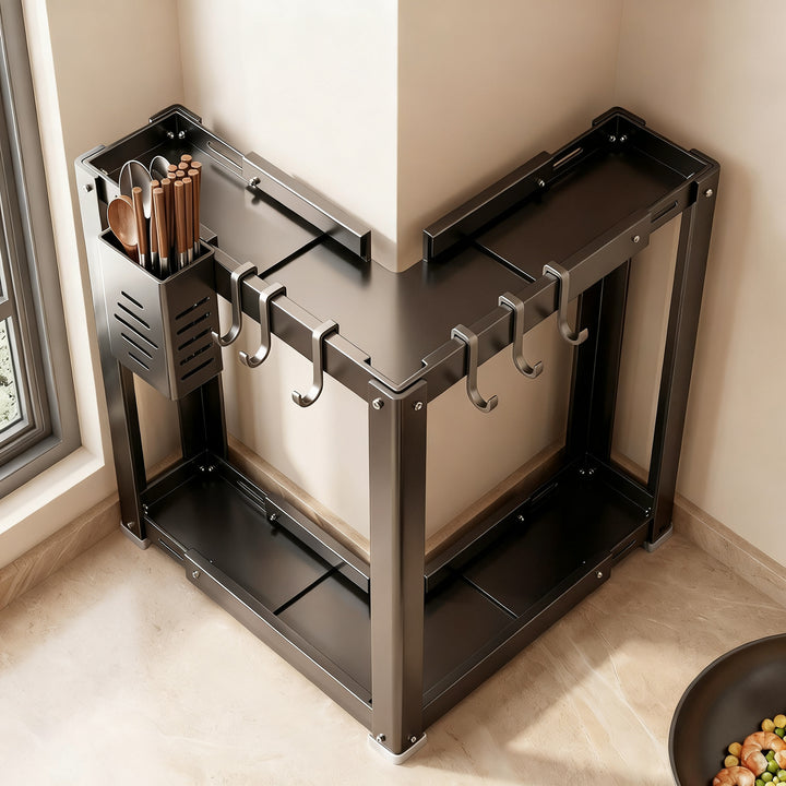 Corner shelf for kitchen, carbon steel, 2–3 levels
