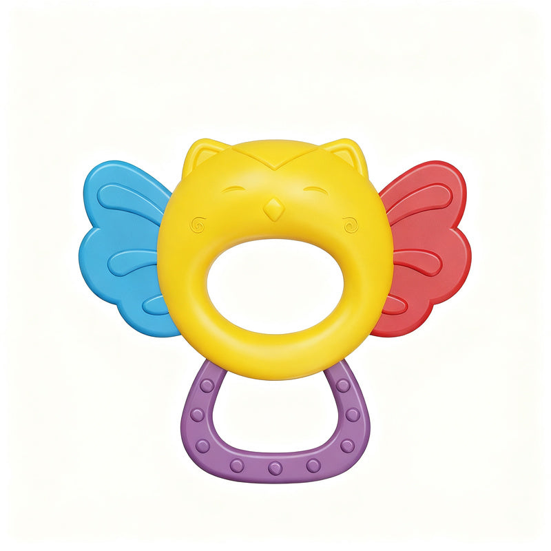 Baby rattle and teething ring, 0–3 years