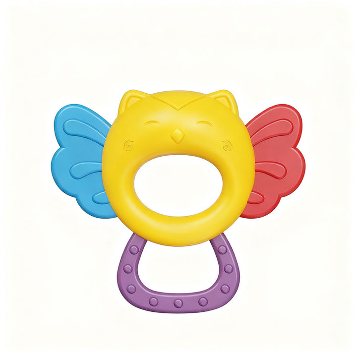 Baby rattle and teething ring, 0–3 years