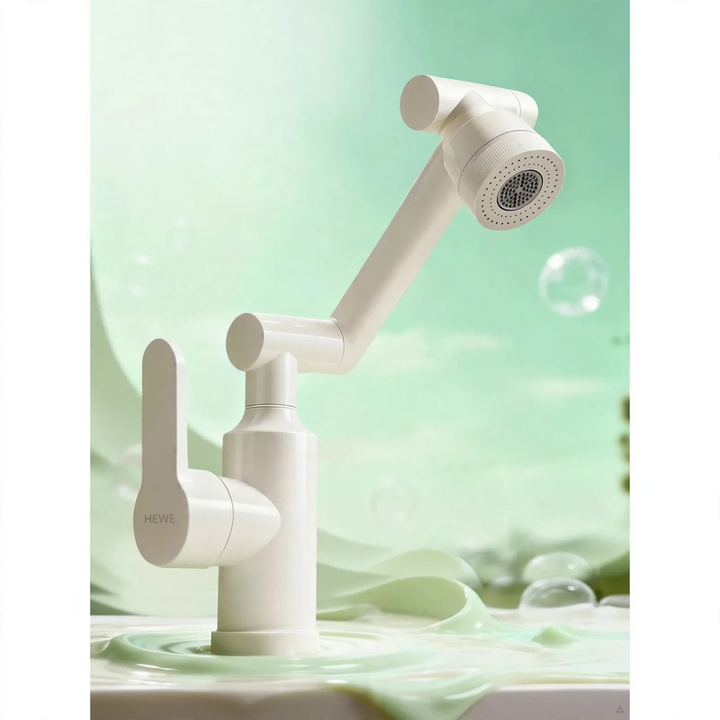 Vanity faucet, White, Swiveling, Hot-Cold