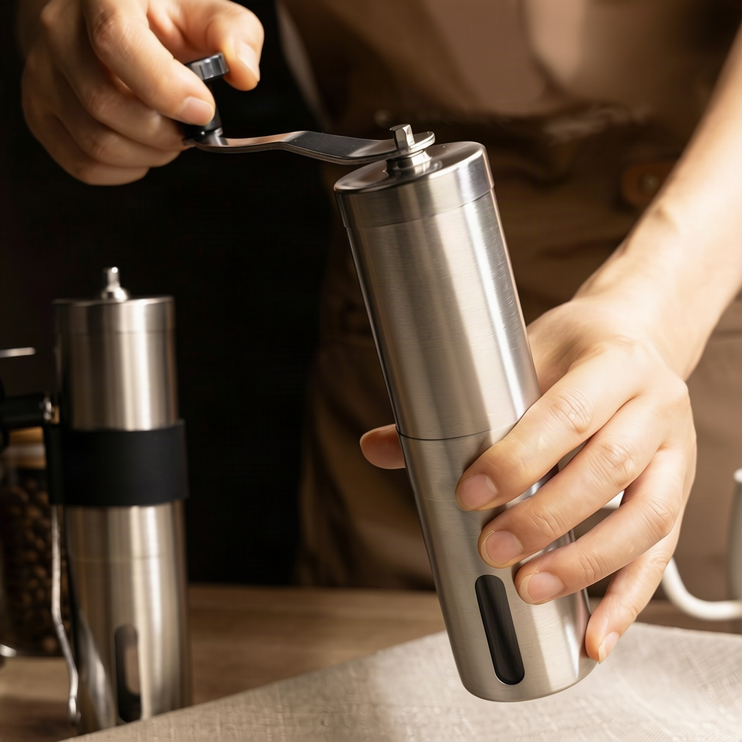 Hand coffee grinder made of stainless steel