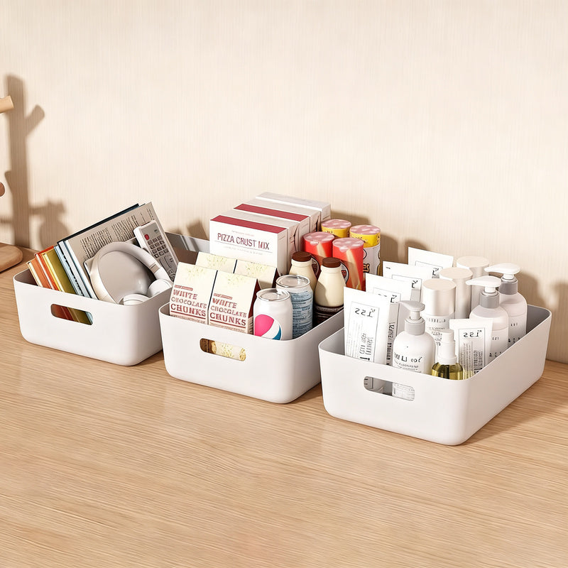 Plastic storage box for desk and cabinet
