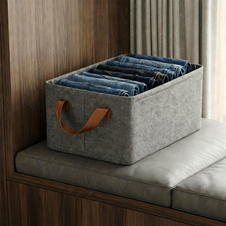 Fabric storage box for clothes, foldable