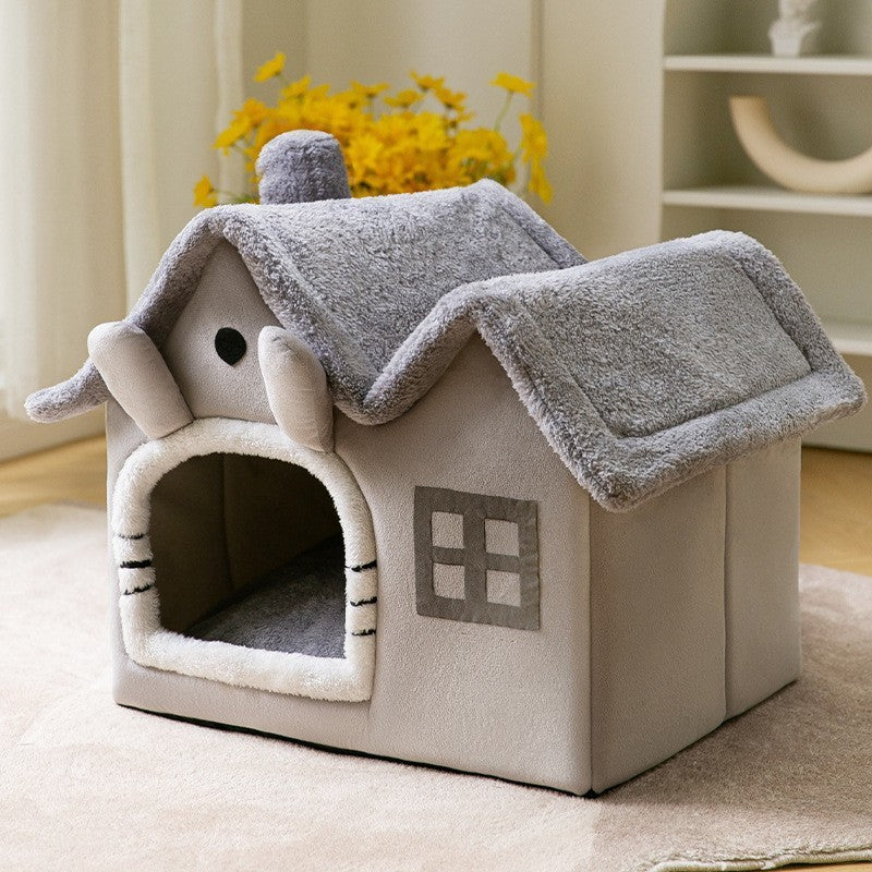 Pet bed with roof, PP cotton, closed
