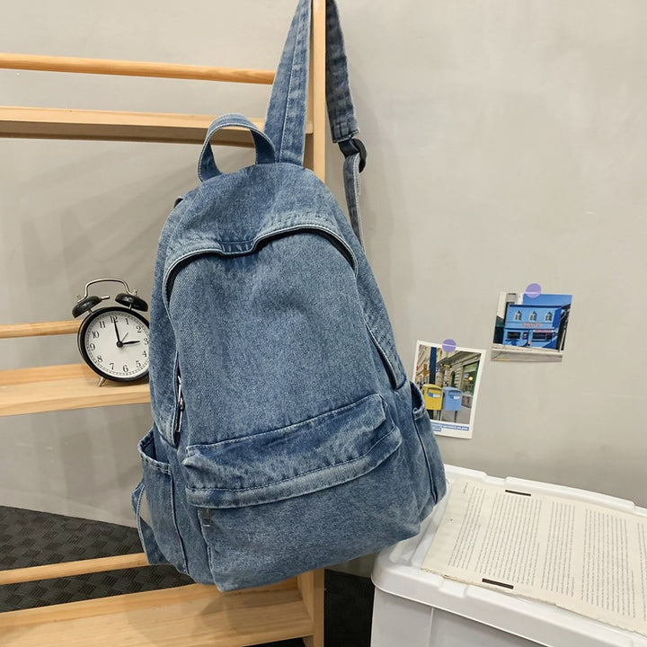 Denim fabric backpack, lightweight and versatile