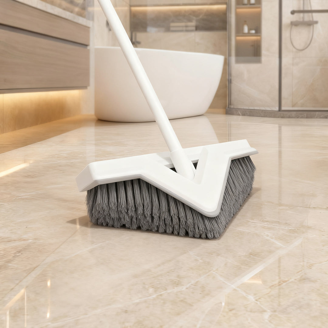 Floor brush with extended handle for joints