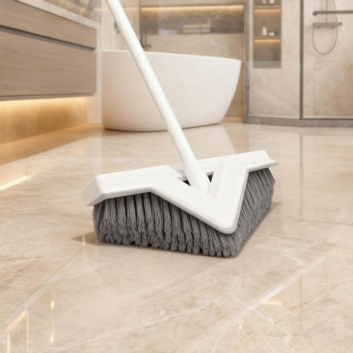 Floor brush with extended handle for joints