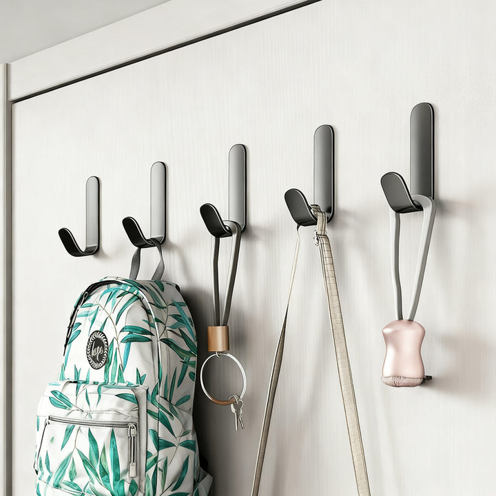 Aluminum wall hooks with adhesive surface