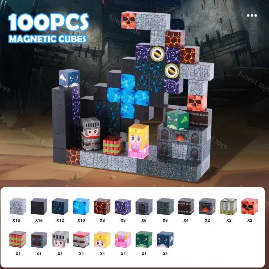 Magnet stick building blocks, multiple sizes
