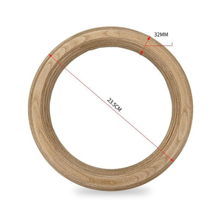 Wooden gymnastics rings with strap