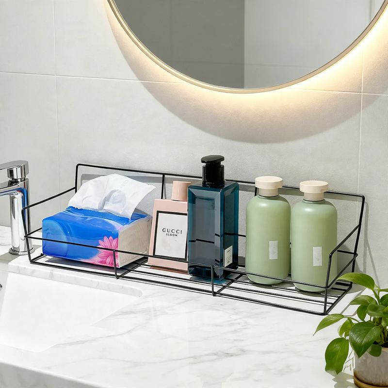 Iron bathroom shelf, wall-mounted