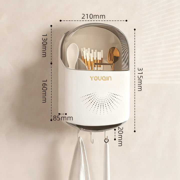 Wall-mounted chopstick holder with lid or open
